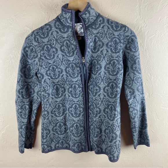 Title nine Sweaters - Title Nine Wool Zippered Cardigan Sweater Gray Purple Medium